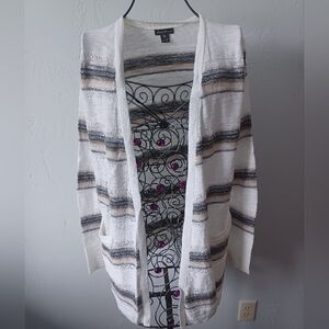 Eddie Bauer Striped Open-Front Lightweight Cardigan Sweater
